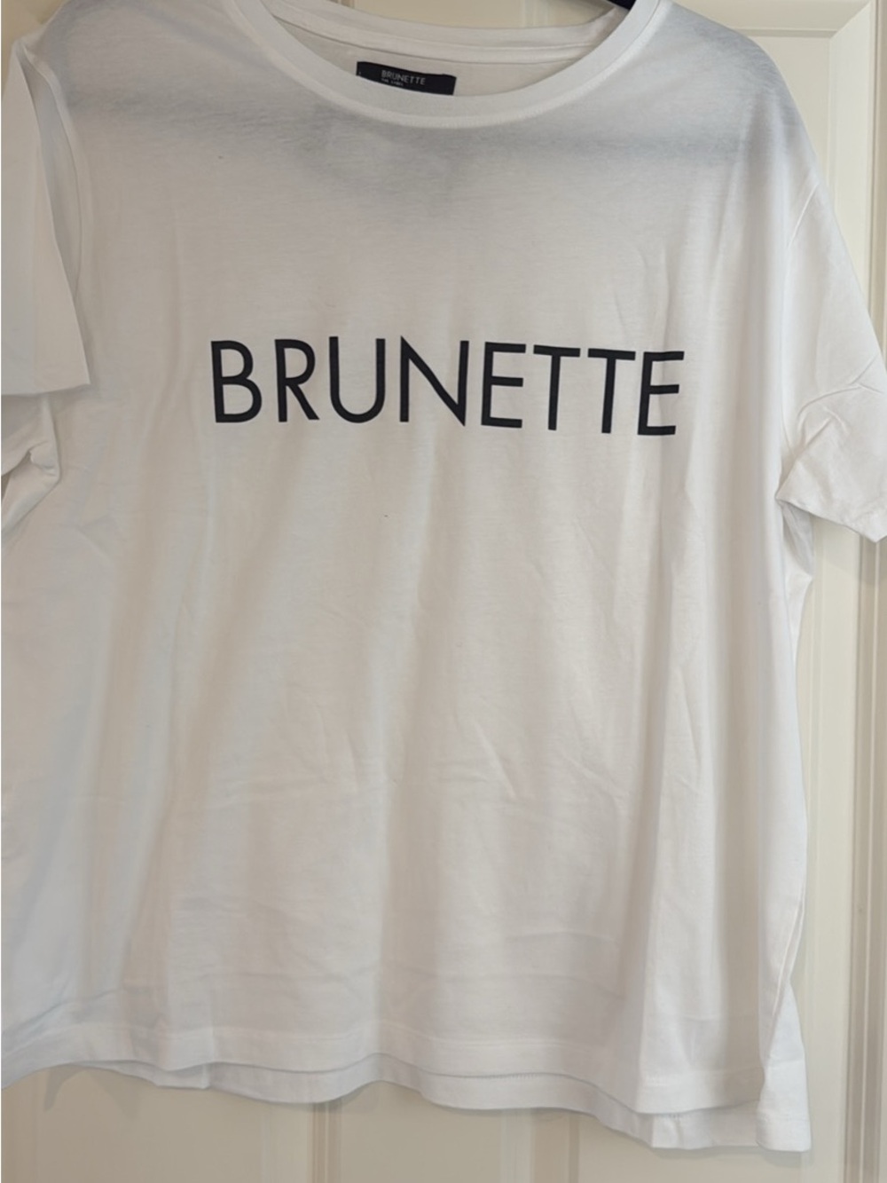 Brunette The Label White Tee with Black Logo